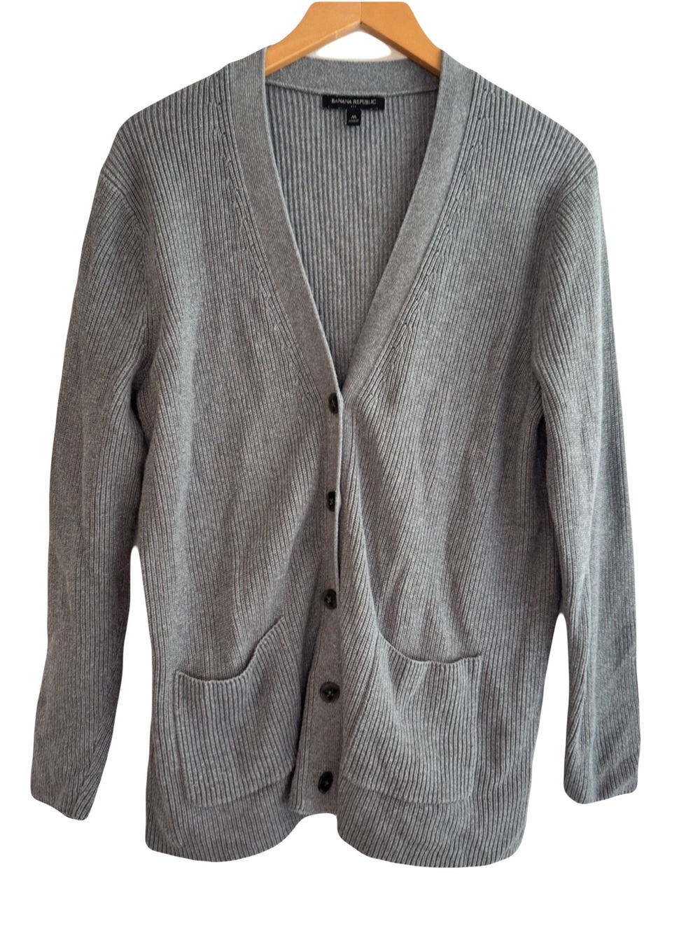 Banana Republic Gray Knit V-Neck Cardigan Sweater Size M